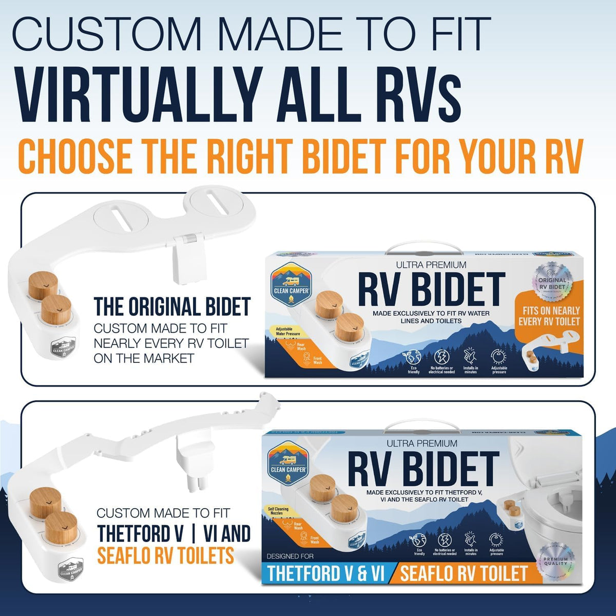 Original Reversible RV Bidet, Universal Fit for RV Toilets