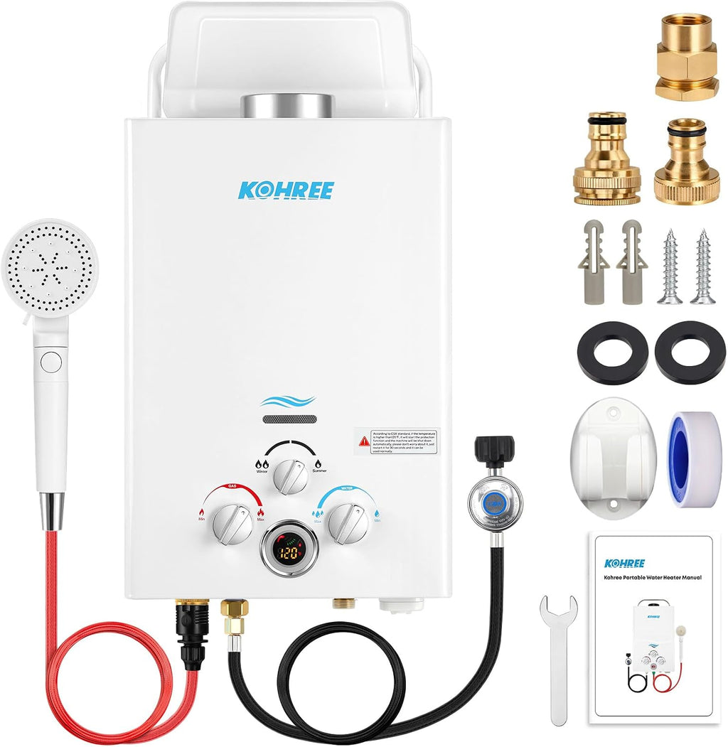 Kohree Propane Water Heater Tankless,1.58 GPM 6L Water Heater for Camping