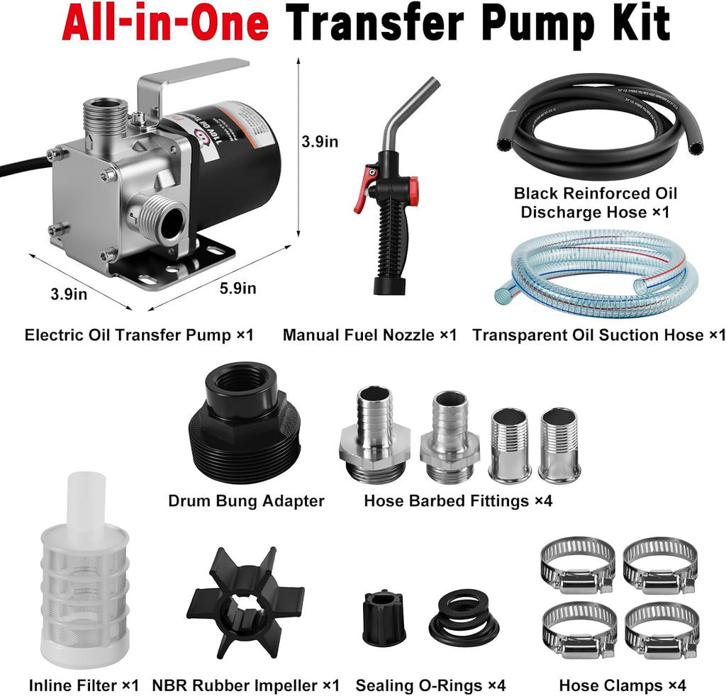 FMCNMech 8 GPM 110V Electric Oil Transfer Pump Kit
