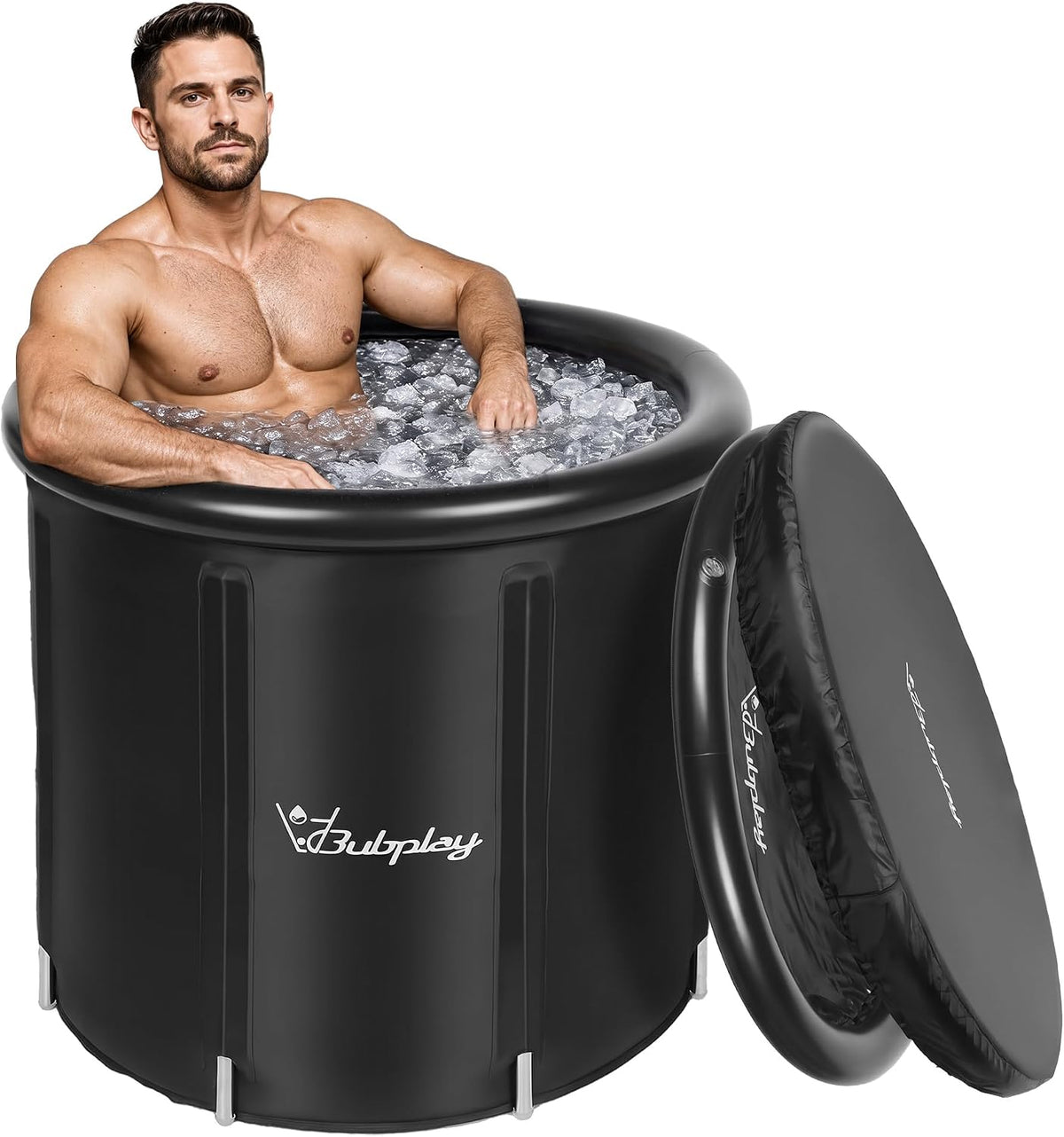 Ice Bath Cold Plunge Tub with Cover for Indoor Outdoor for Recovery, Cold Water Therapy, Athletes & Adults -105 Gallons, Black, XL