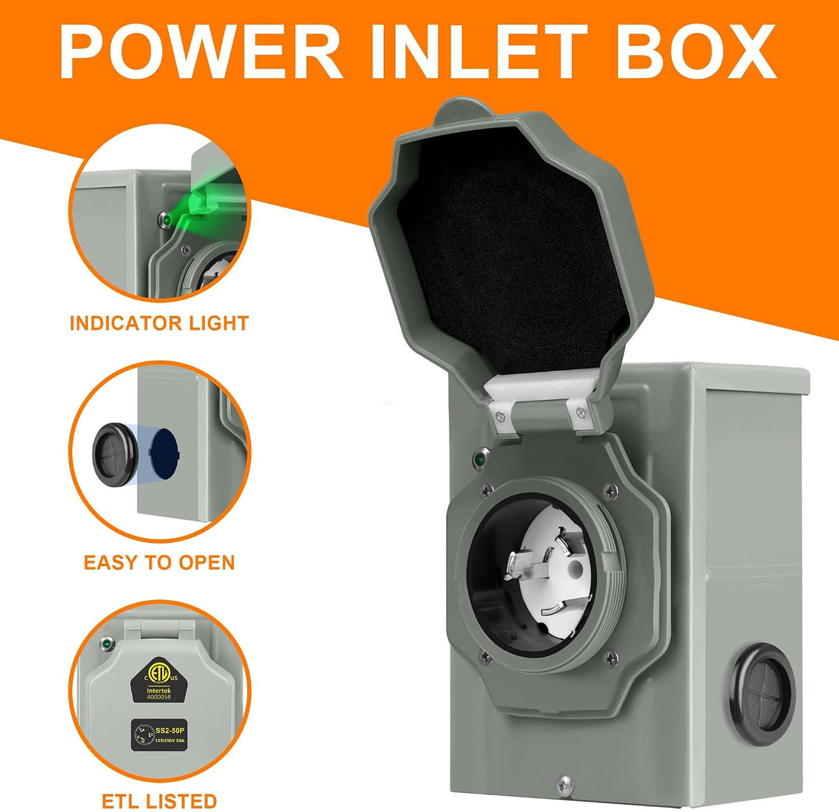 15FT 50 Amp Generator Cord Kit with Inlet Box