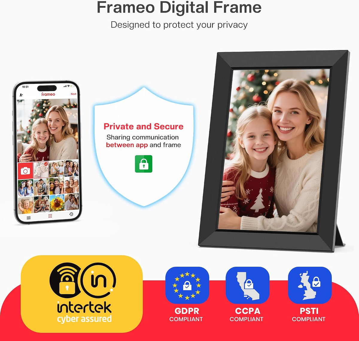 Frameo 10.1" WiFi Digital Picture Frame, Electronic Photo Frames - 32GB