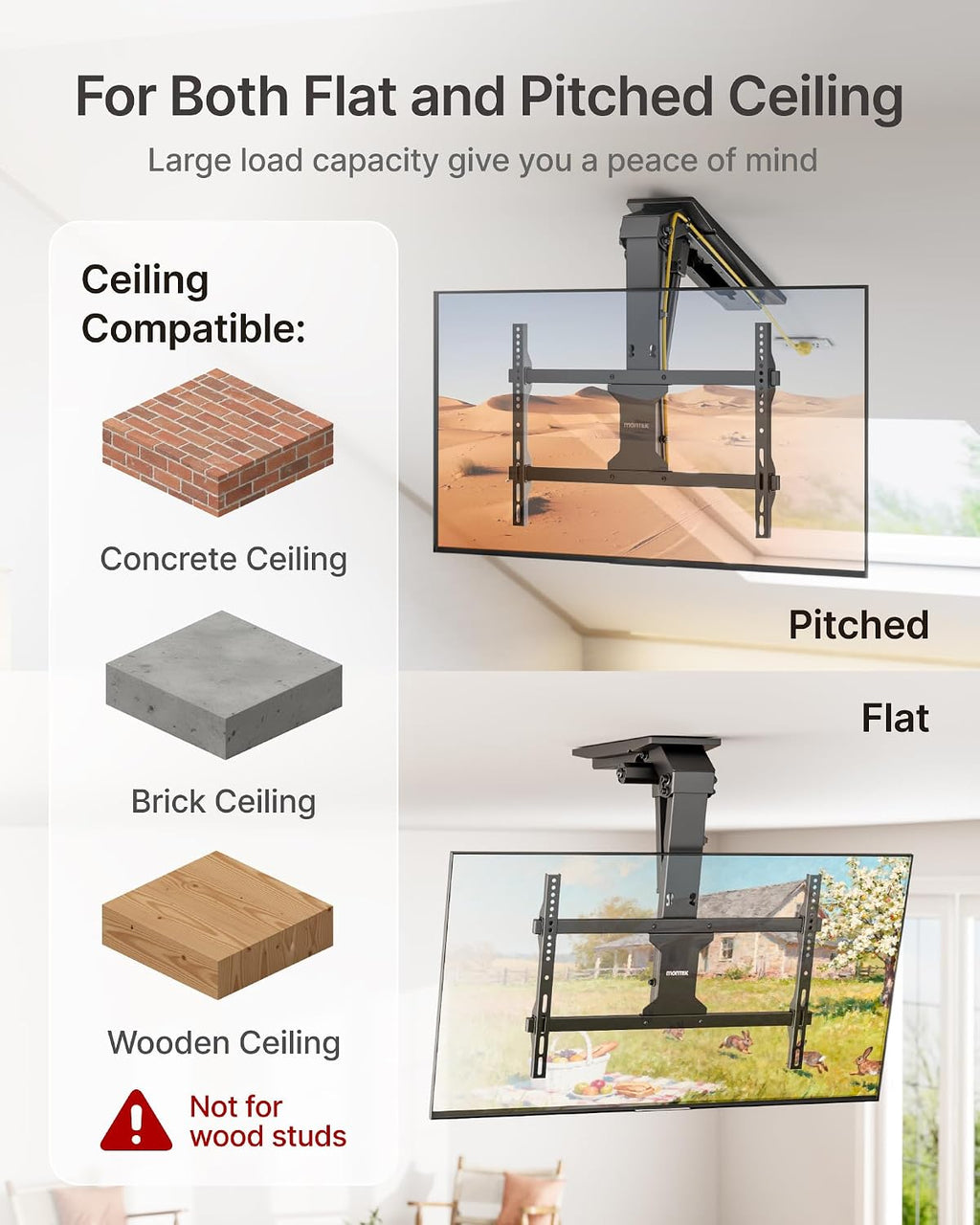 monTEK Motorized Ceiling TV Mount with Remote for 37-75 Inch TVs