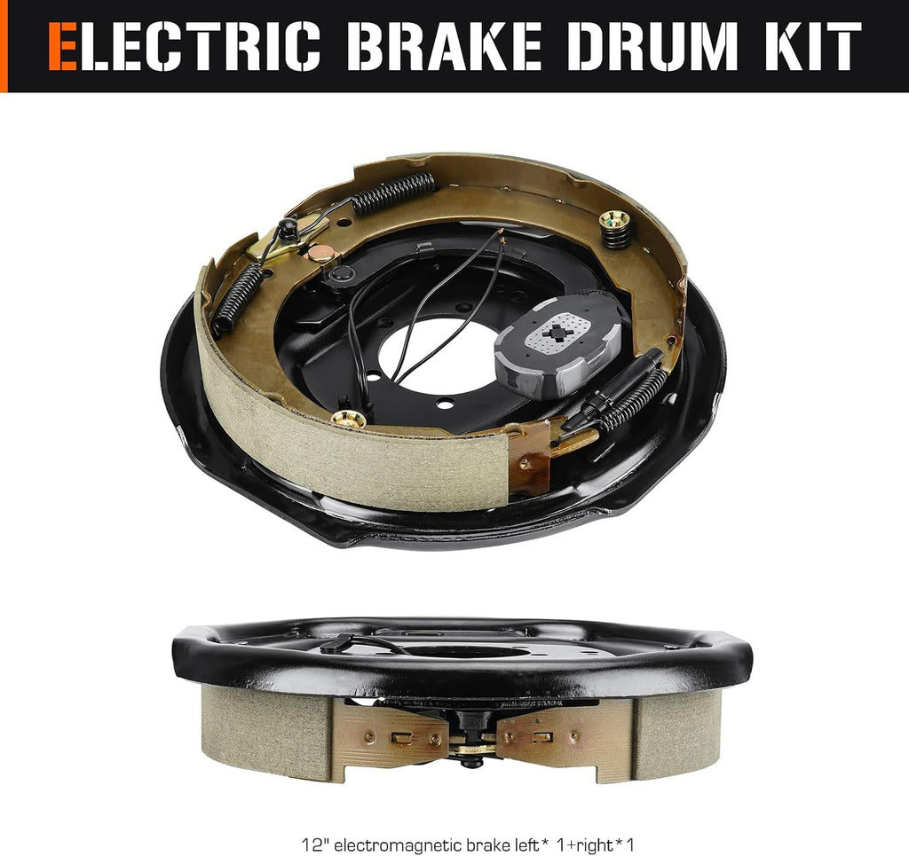 2Pcs 12" x 2" Electric Trailer Brake for 5,200lbs 6,000lbs 7,000lbs Left and Right