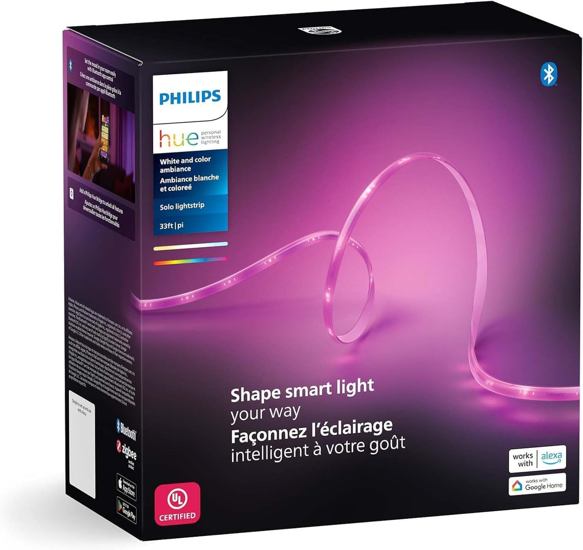 Philips Hue Indoor 16 Ft Smart LED Solo lightstrip Base Kit - 1 Pack - Control with Hue App - Compatible with Alexa, Google Assistant and Apple