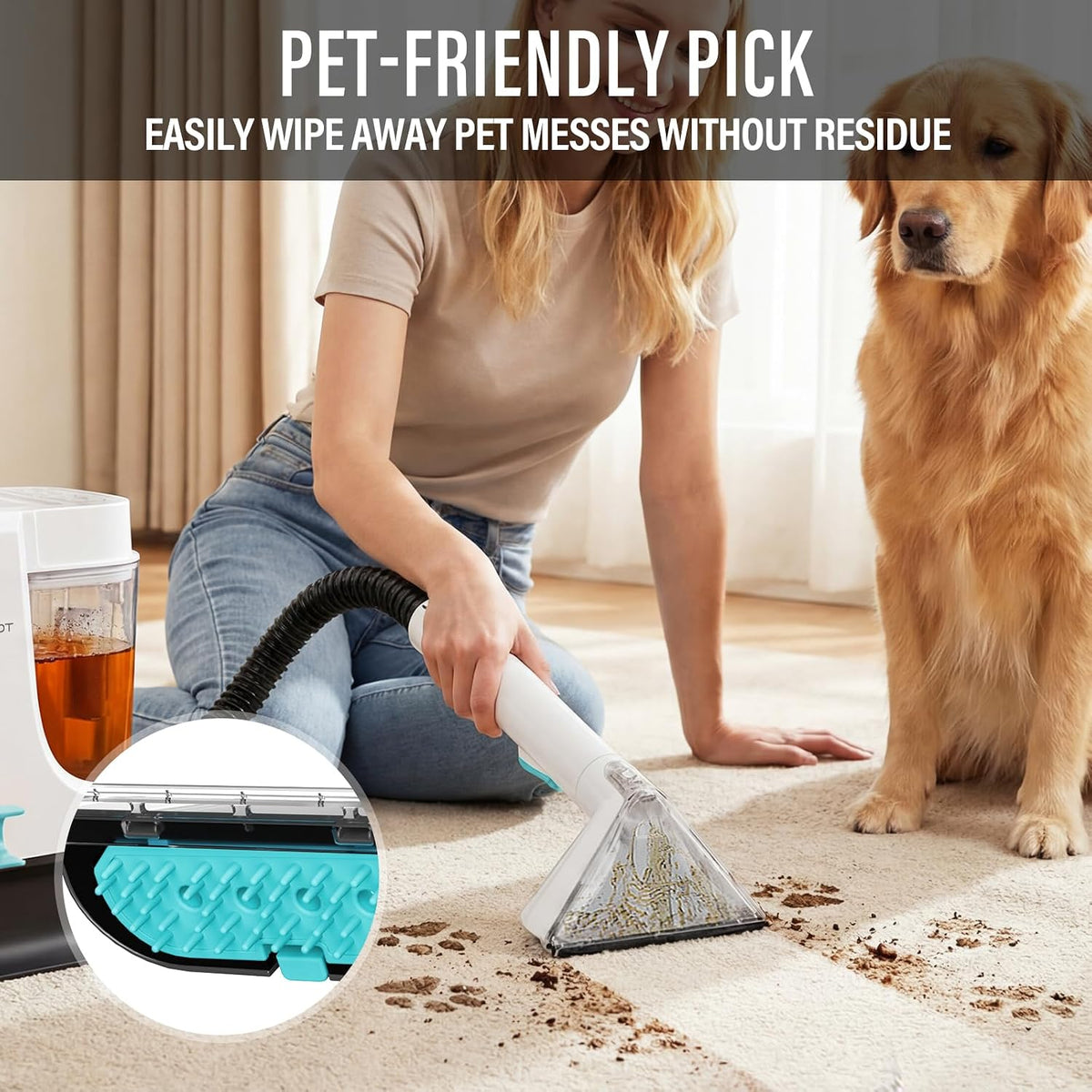 Starrybot Upholstery Cleaner Machine, 18Kpa Pet Stain Extractor(White blue)