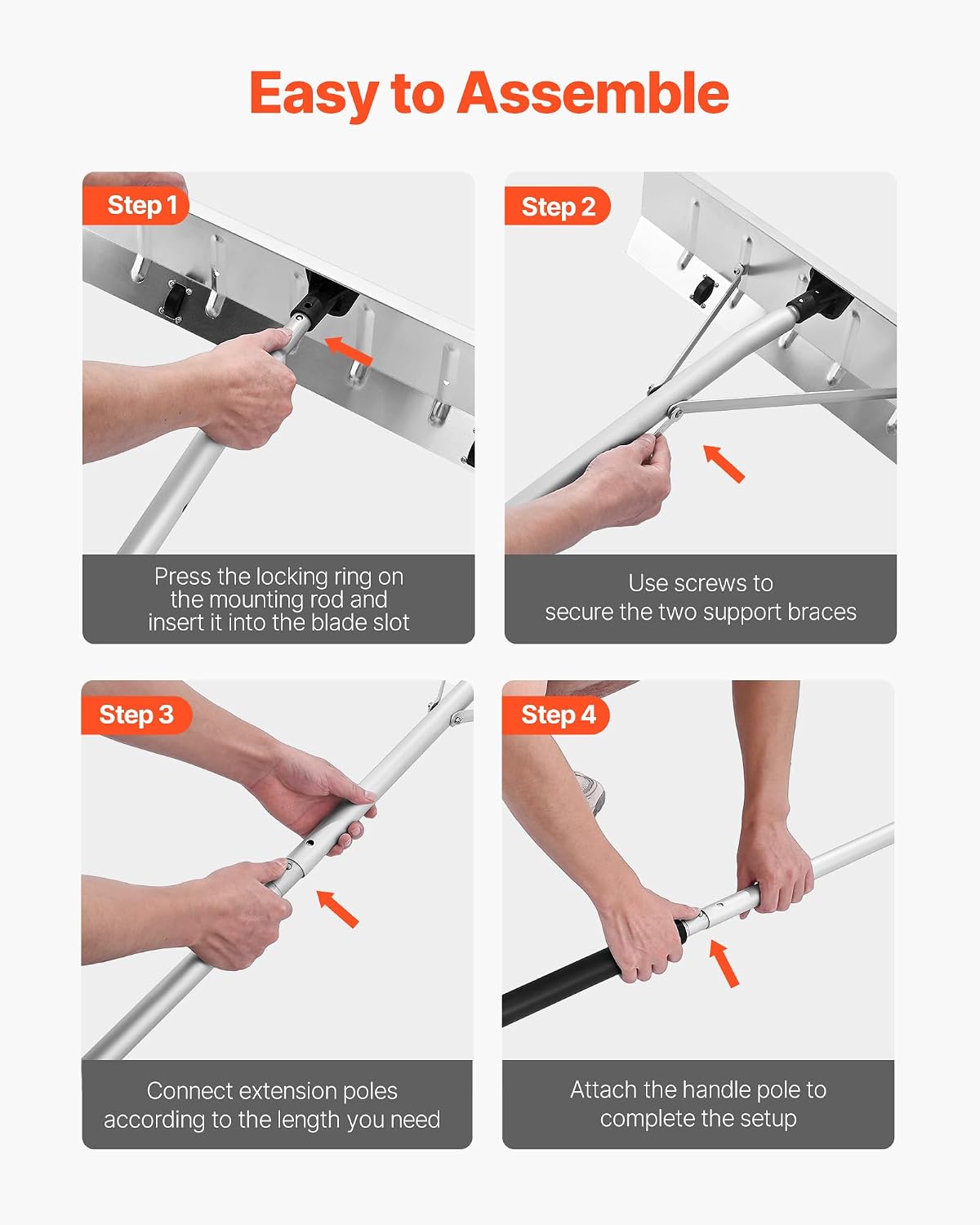 VEVOR Snow Roof Rake, 26 in Aluminum Blade Snow Removal Tool