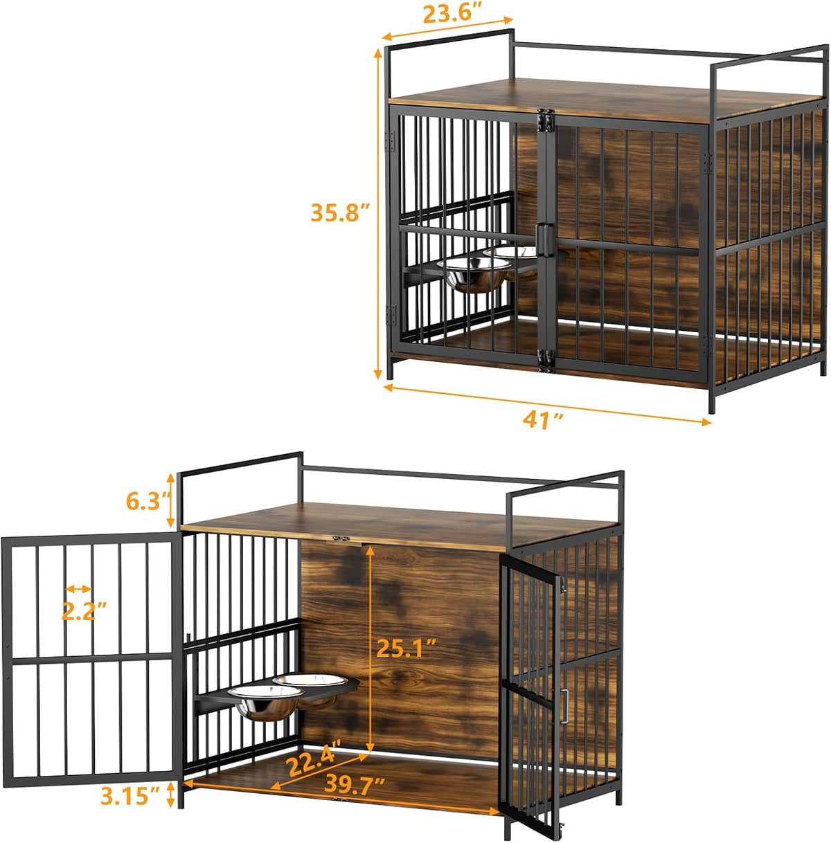 ROOMTEC 41 Inch Dog Crate Furniture, Indoor Kennel End Table