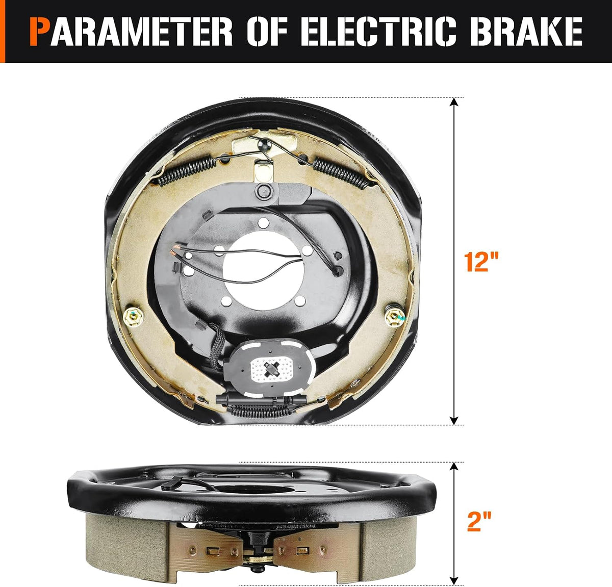 2Pcs 12" x 2" Electric Trailer Brake for 5,200lbs 6,000lbs 7,000lbs Left and Right