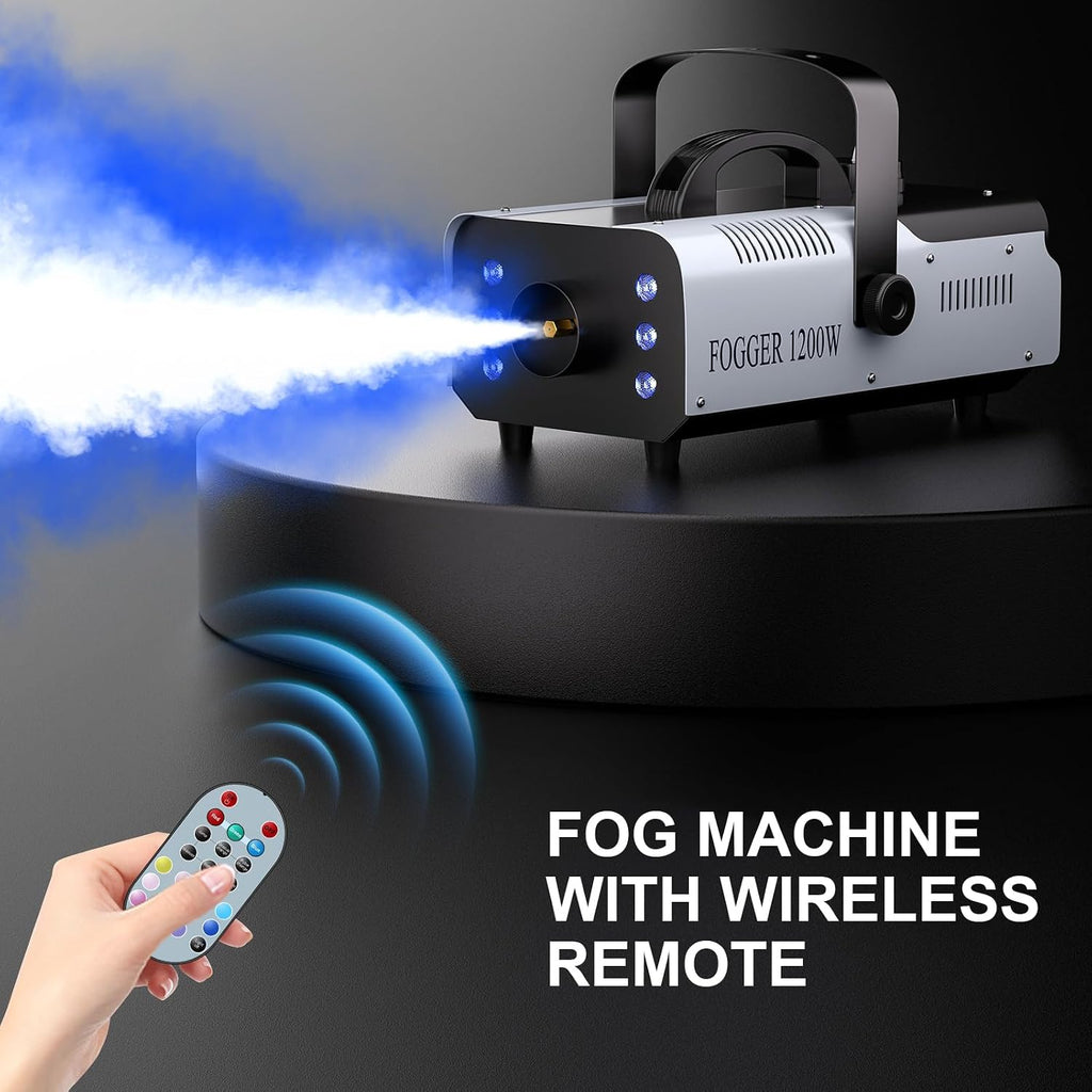 1200W Fog Machine,Halloween Smoke Machine with 6 LED Lights&Remote Control