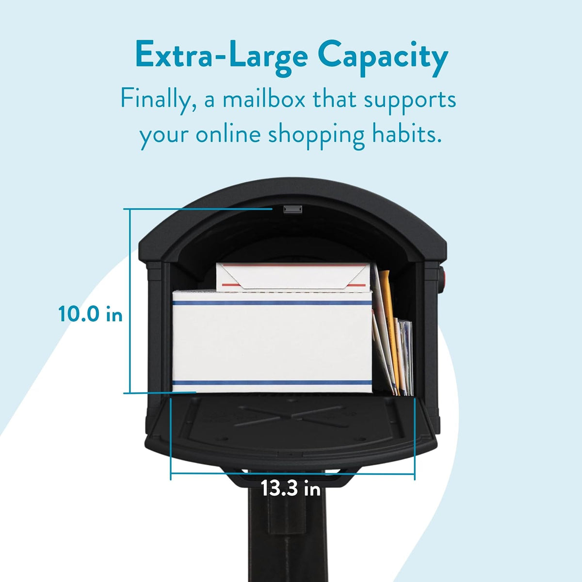 Architectural Mailboxes Grand Haven™ T4, USPS Approved Next Generation Rust-Proof Plastic Post Mounted Mail Box for Outside, Black, XL Extra Large