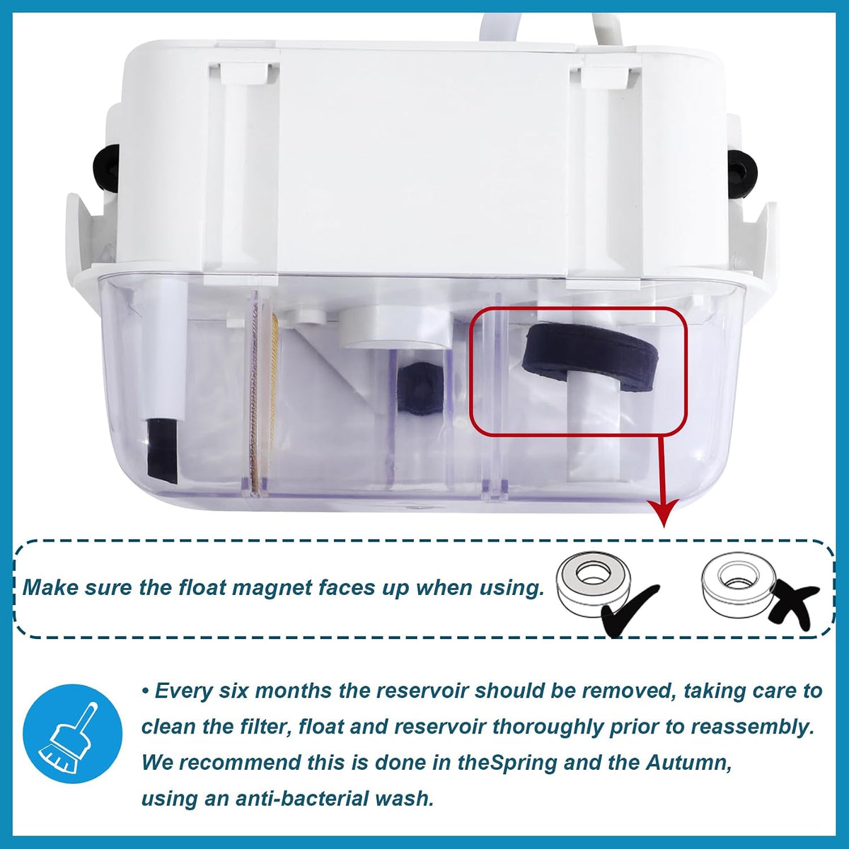 Mini Split Condensate Pump, 100-240V White AC Hvac Silent Condensate Pump, ＜19dB(A), 50/60Hz, External Wall Mount, Self Priming Device, Used for