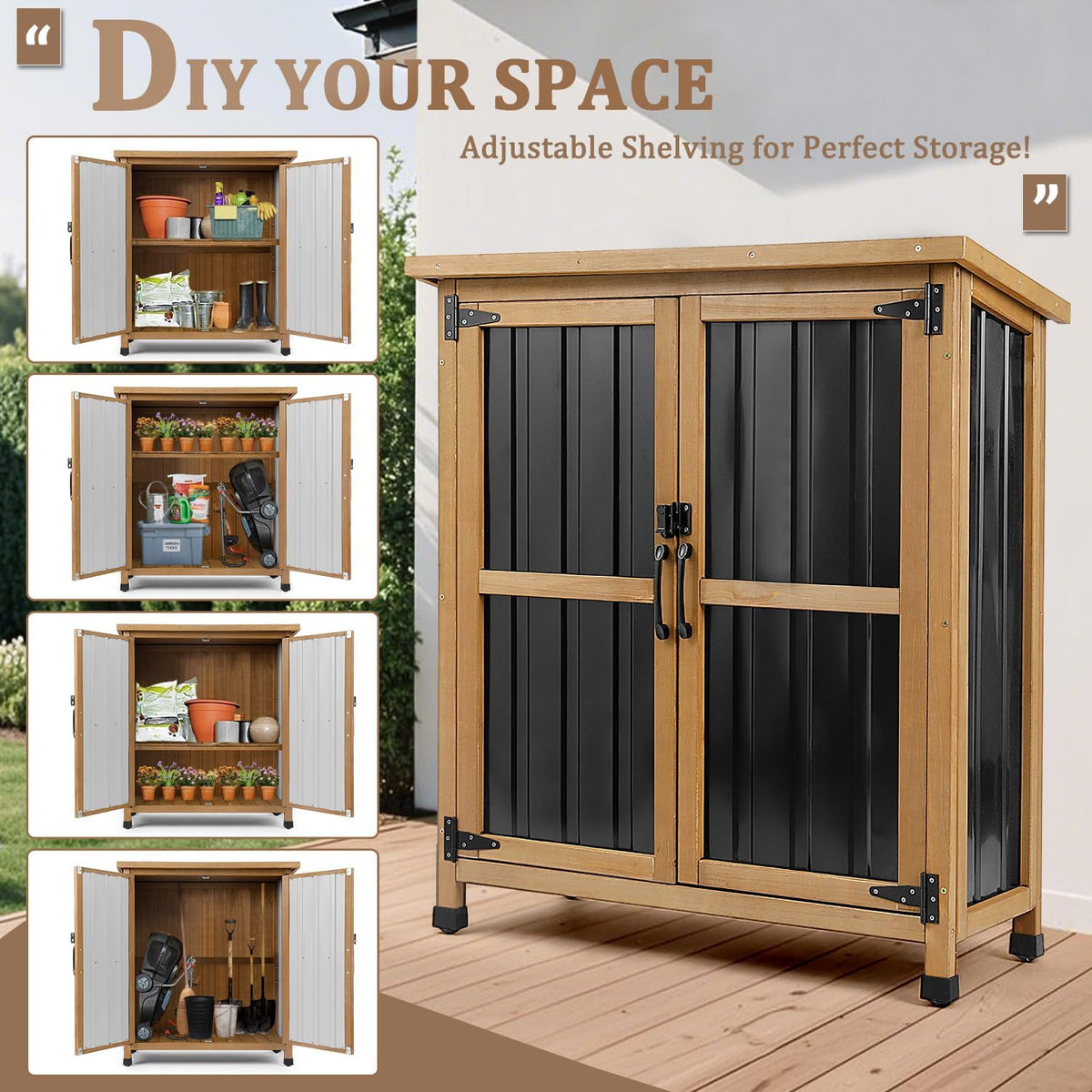 PetsCosset Small Outdoor Storage Cabinet Weatherproof with Lockable Doors