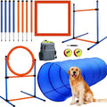Dog Agility Training Equipment, 60-piece Dog Obstacle Course Training Starter Kit Pet Outdoor Game with Tunnel, Agility Hurdle, Weave Poles, Jump