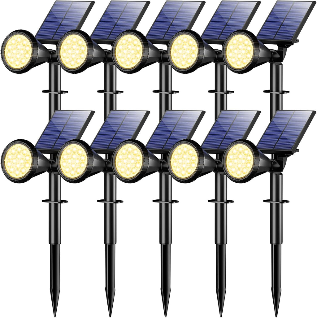 Solar Lights Outdoor Waterproof Flag Spotlights 10 Pack (Warm White)