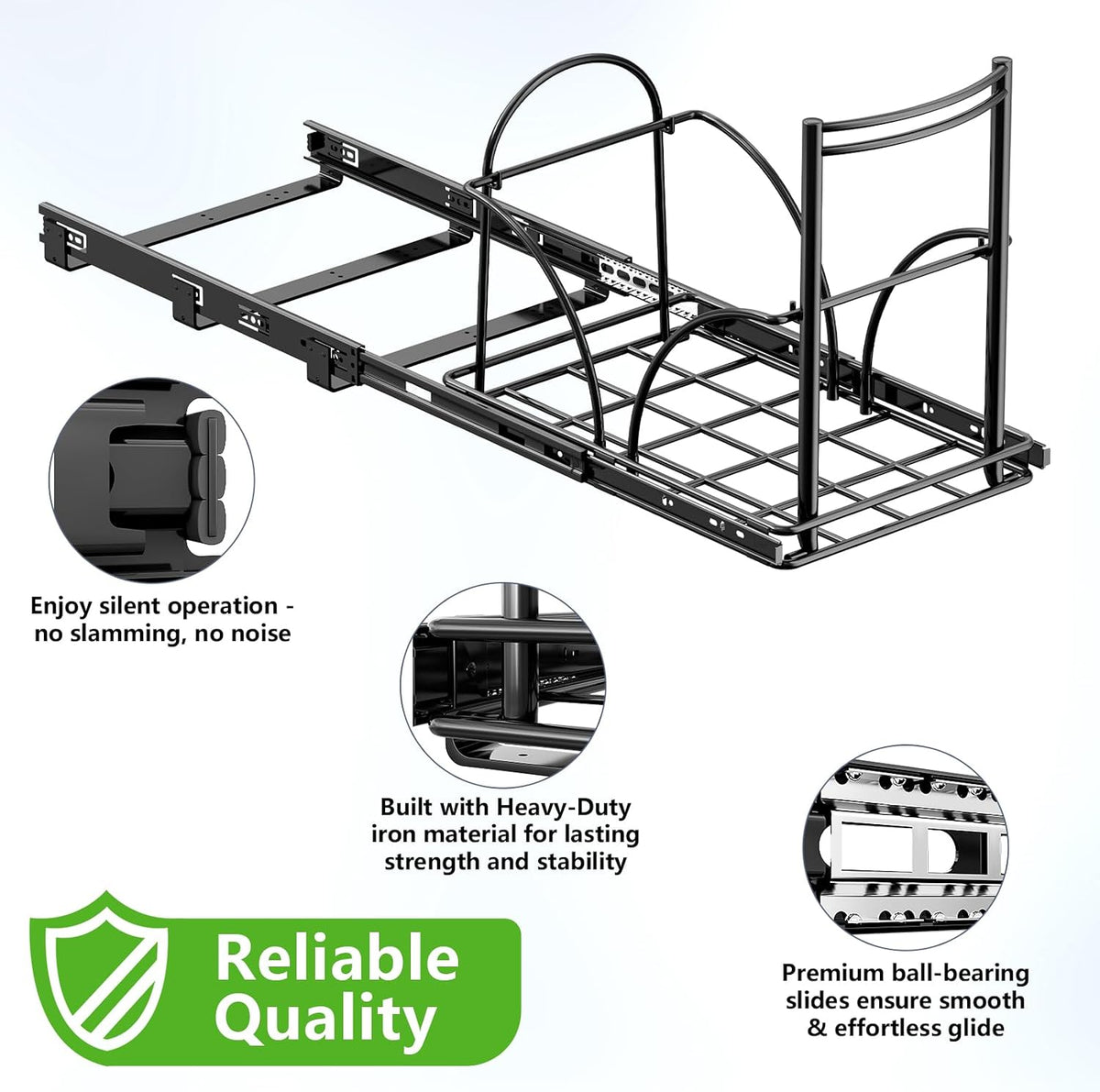 Dual Trash Can Pull Out Under Kitchen Sink Counter, NO CAN, Slider