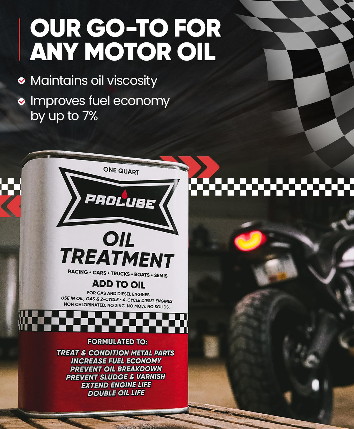 Prolube Oil Treatment - Engine Oil Additive for Gas & Diesel Engines - Reduces Wear, Noise, Vibration - Boosts Fuel Economy & Horsepower - Works on