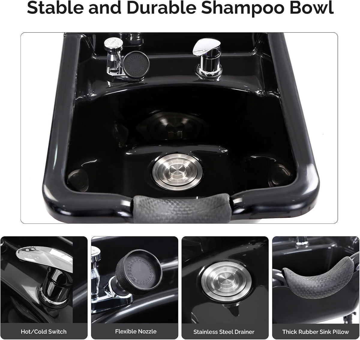 OmySalon Shampoo Bowl with Cabinet, Salon Wet Station with Sprayer Faucet Shampoo Cabinetry, Portable Hair Wash Sink for Beauty Spa Barber