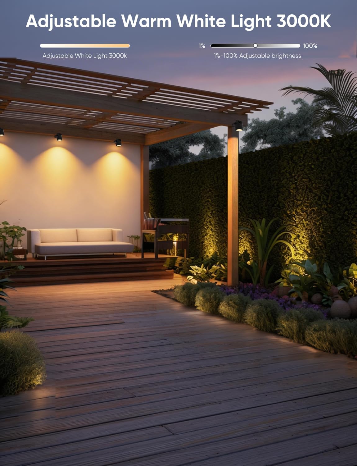 Landscape Lighting, RGBW Spotlights with APP Control,8 Pack