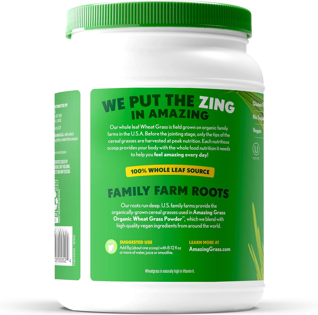 Amazing Grass Wheat Grass Powder, Whole-Leaf, 100 Servings