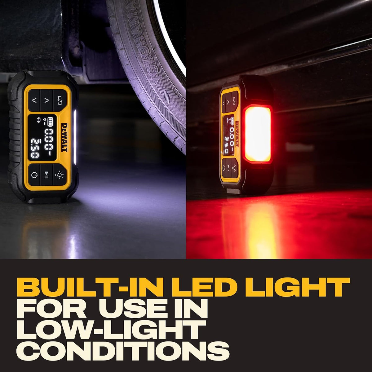 DEWALT Tire Inflator, Portable Air Compressor with Digital Display Pressure Gauge & Auto Shut Off, 150 PSI 12V DC Corded & Battery Powered Air Pump