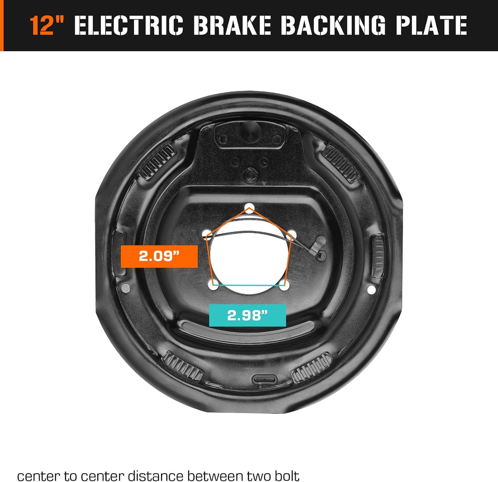 2Pcs 12" x 2" Electric Trailer Brake for 5,200lbs 6,000lbs 7,000lbs Left and Right