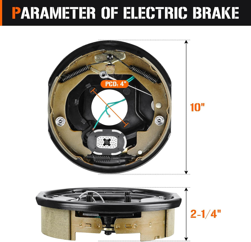 Aeagle 5 on 4.5" Bolt Circle Drum Kits w/ 10" x 2-1/4" Left and Right Self-Adjusting Electric Brake for 3,500lbs Trailer Axle