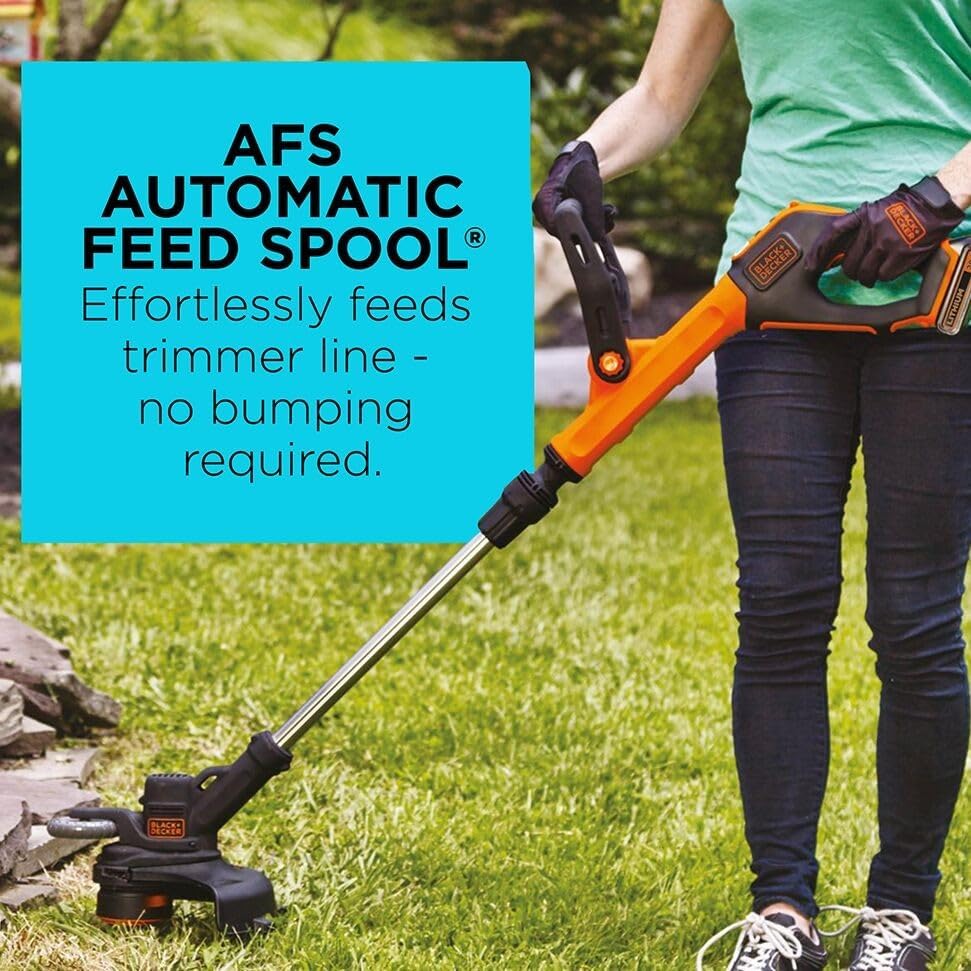 BLACK+DECKER 20V MAX 12 Inch Weed Eater Cordless String Trimmer and Wheeled Edger Lawn Tool with Spool, 2.5Ah Battery and Charger Included
