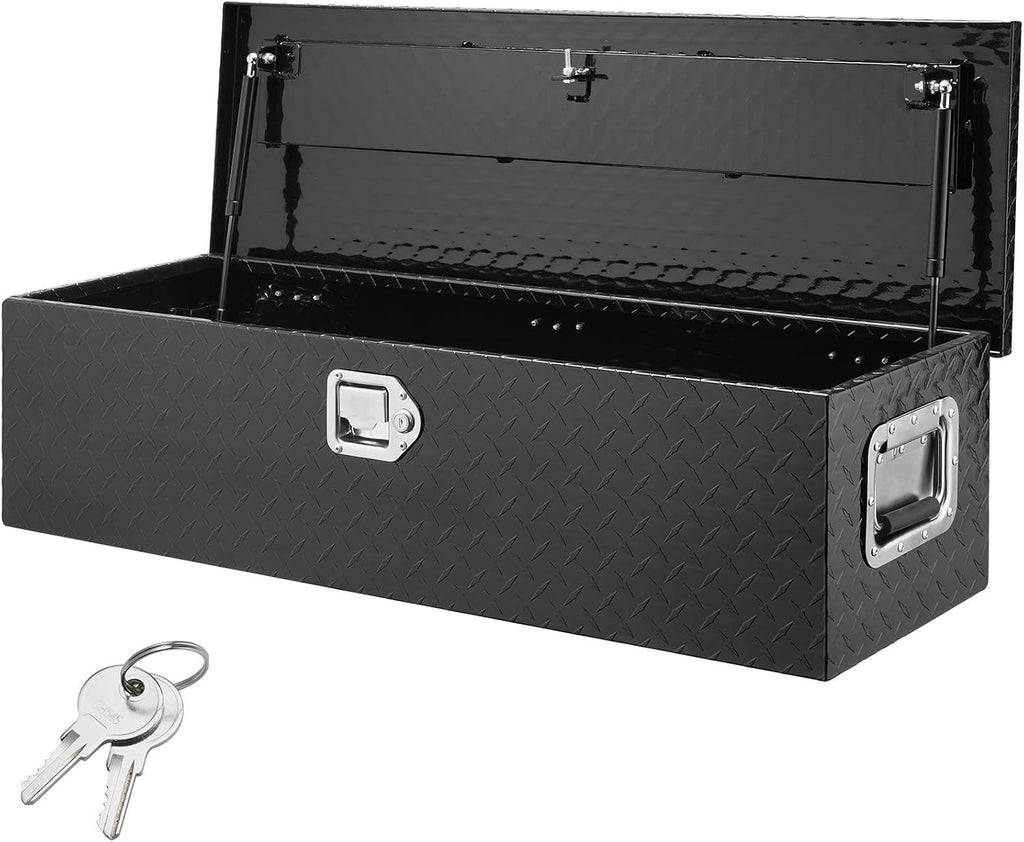 VEVOR Heavy Duty Aluminum Truck Bed Tool Box, Diamond Plate Tool Box with Side Handle and Lock Keys, Storage Tool Box Chest Box Organizer for Pickup