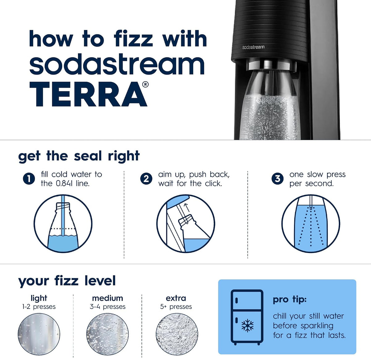 SodaStream TERRA Sparkling Water Maker, Value Bundle, CQC CO2 System, Includes 2 Quick Connect 60L CO2 Cylinders, 3 Dishwasher Safe BPA Free Bottles