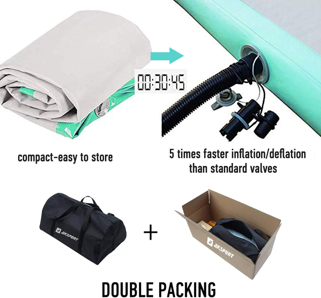 AKSPORT Gymnastics Air Mat Tumble Track Tumbling Mat Inflatable Floor Mats with Air Pump for Home