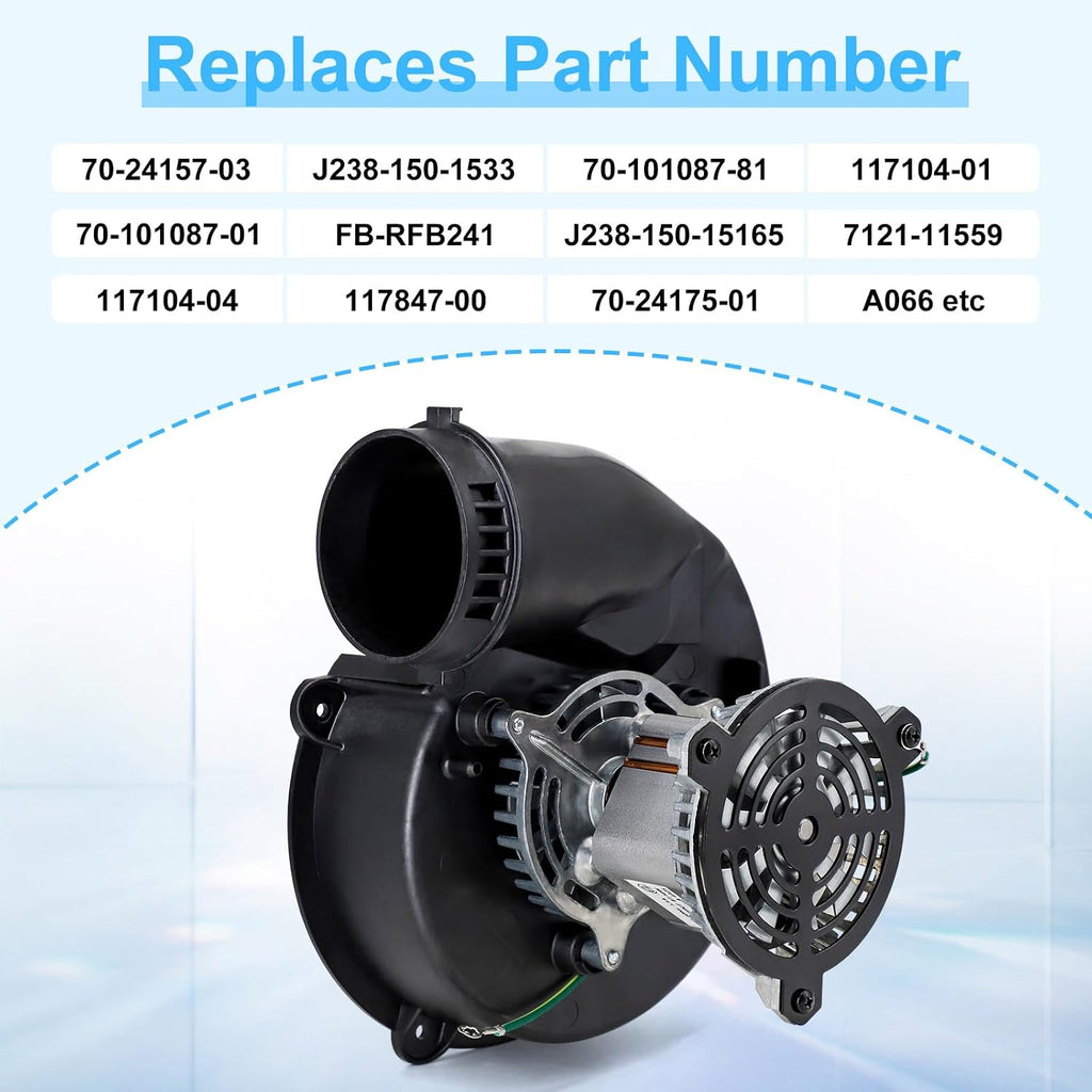 Draft Inducer Motor for Ametek 117104-01, Jakel Inc j238-150-1533 117847-00 & Rheem FB-RFB241 70-24157-03 Furnace Draft Inducer Blower Motor for