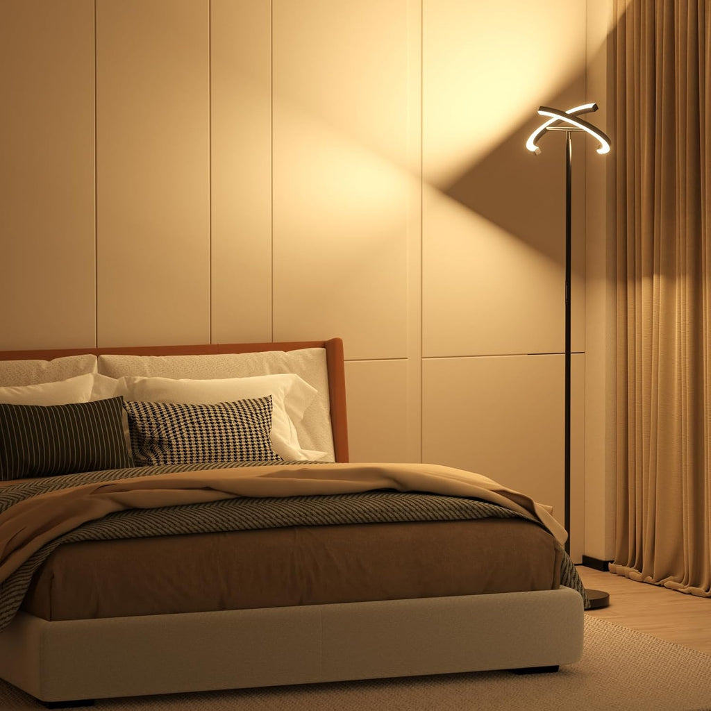 LED Floor Lamp - Dimmable Tall Standing Lamp with Remote Control/Button, 3000-6500K, 22W Modern Floor Reading Light, Uplighter Corner Floor Lamp for