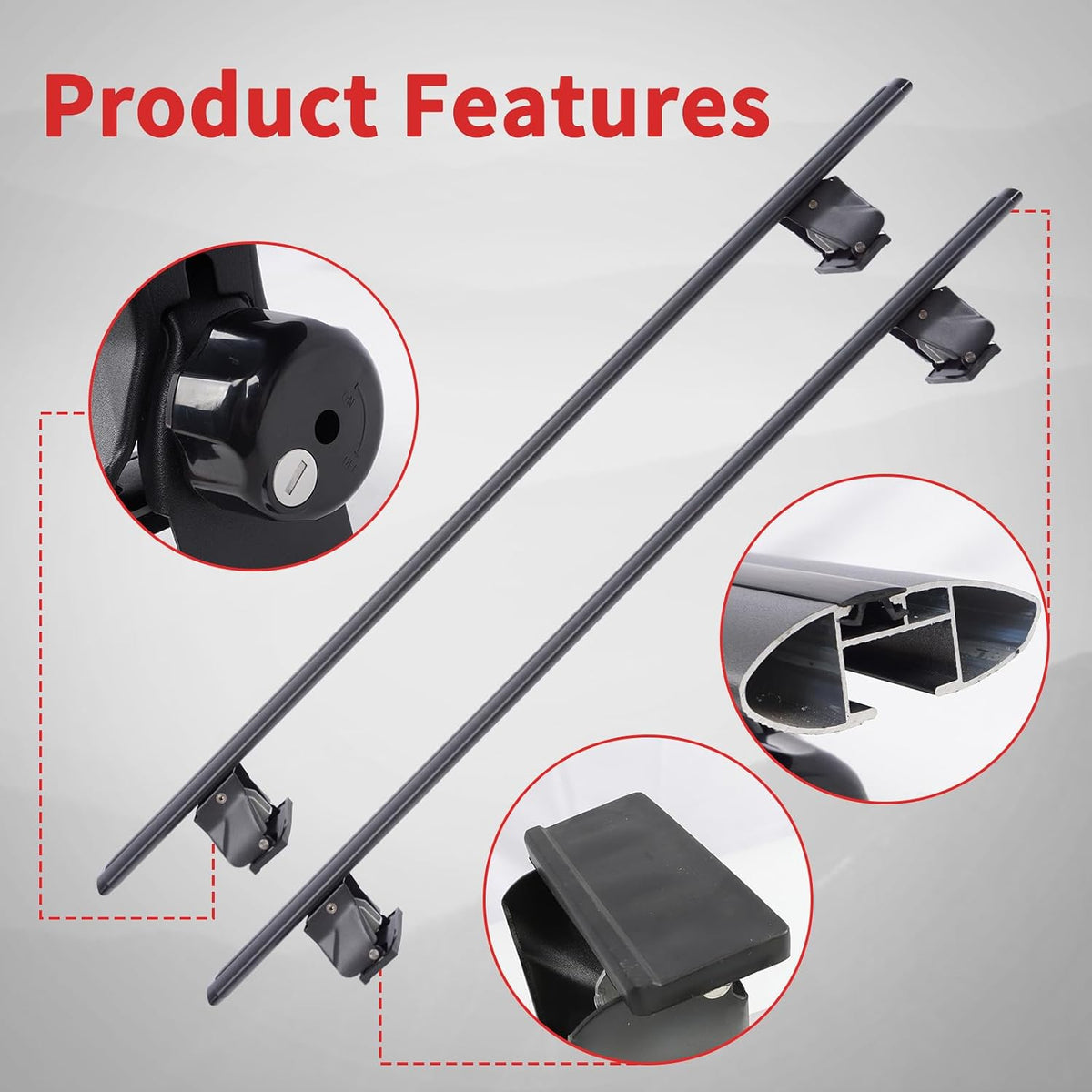 51" Universal Car Roof Rack Cross Bars, Capacity Roof Rack for Bare Roof