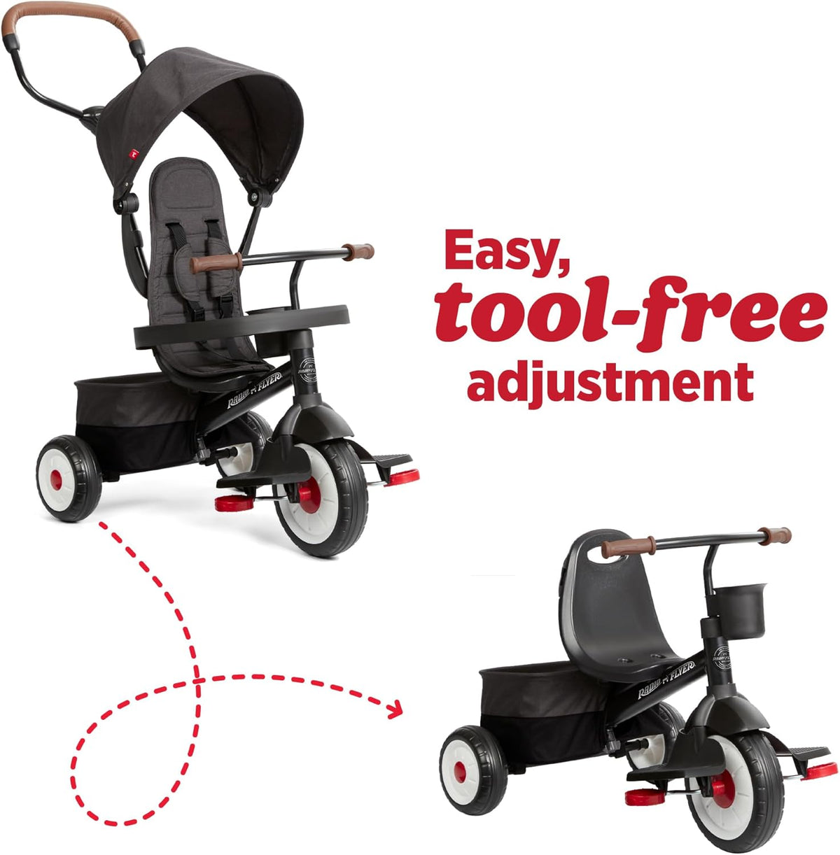 Radio Flyer City 4-in-1 Stroll 'N Trike, for Riders 1-5 Years Old, Black