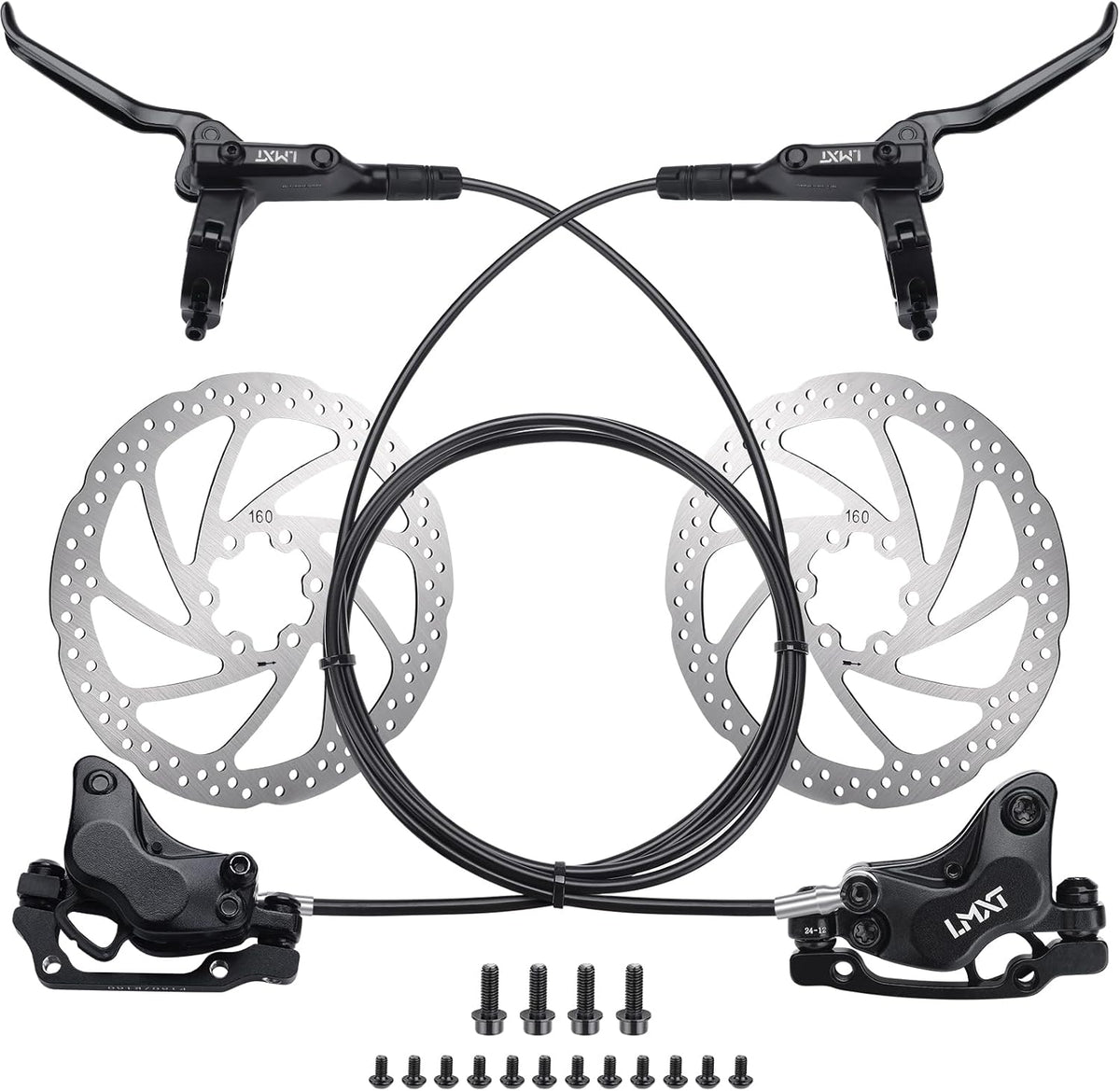 TOBWOLF MTB Hydraulic Disc Brake Set, Four-Piston Bike Brake Upgrade Kit