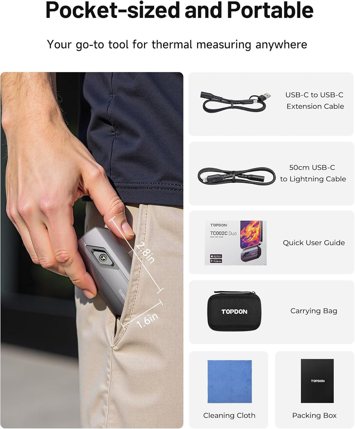 TOPDON TC002C Duo Thermal Imaging Camera for Any USB-C iPhone iPad Android