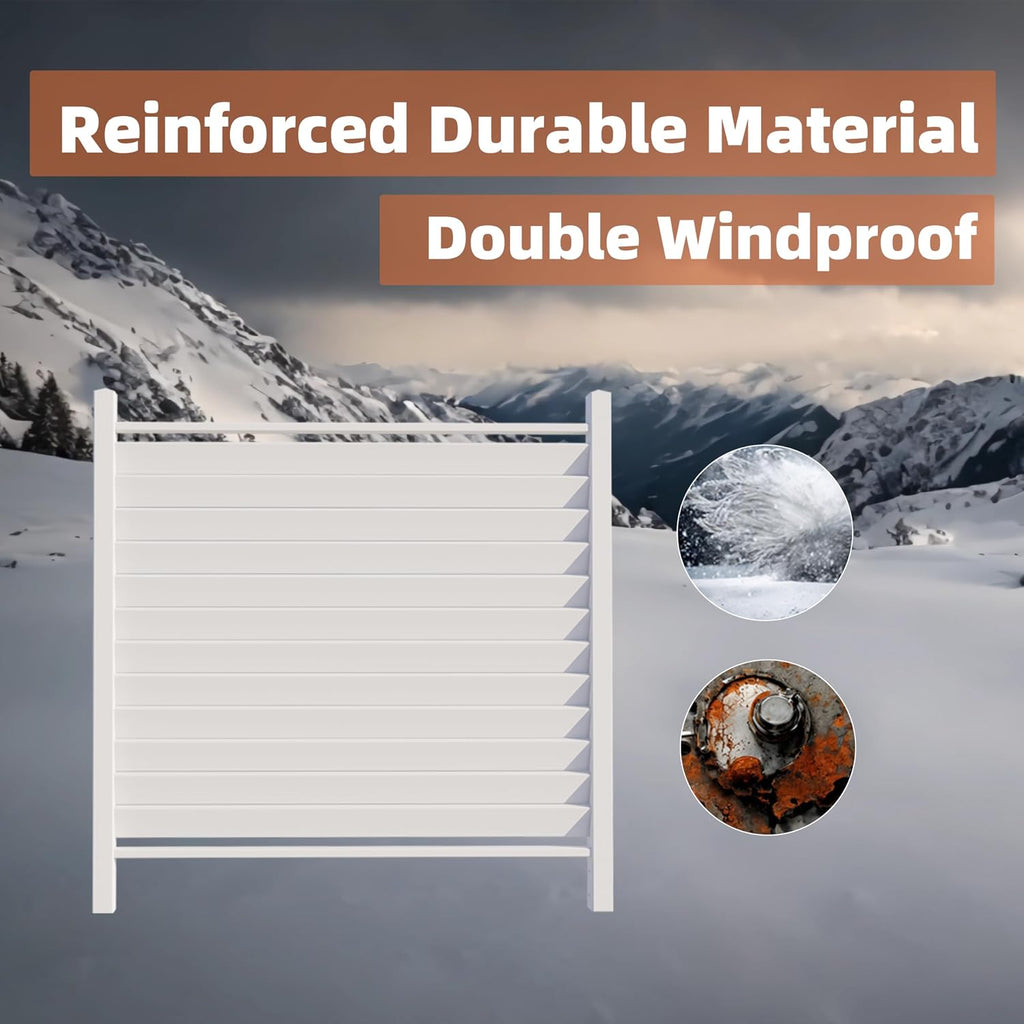 36" W X 45" H Reinforced White Vinyl Privacy Fence, Double Windproof Air Conditioner Fence Trash Can Fence, Louvered Vinyl Screen Panel Kit (1 Panels)