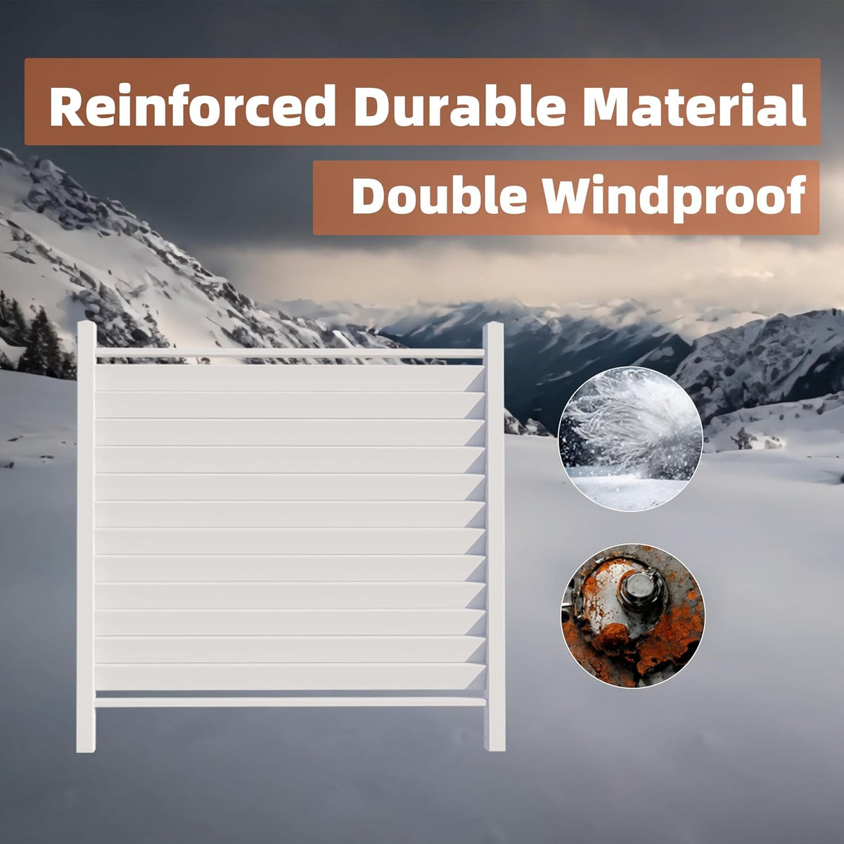 36" W X 45" H Reinforced White Vinyl Privacy Fence, Double Windproof Air Conditioner Fence Trash Can Fence, Louvered Vinyl Screen Panel Kit (1 Panels)