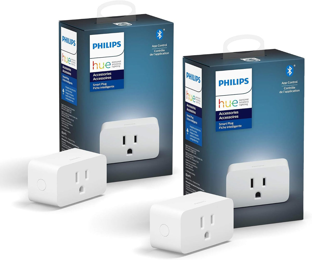 Philips Hue Smart Plug, White - 2 Pack - Turns Any Light Into a Smart Light - Control with Hue App - Compatible with Alexa, Google Assistant, and