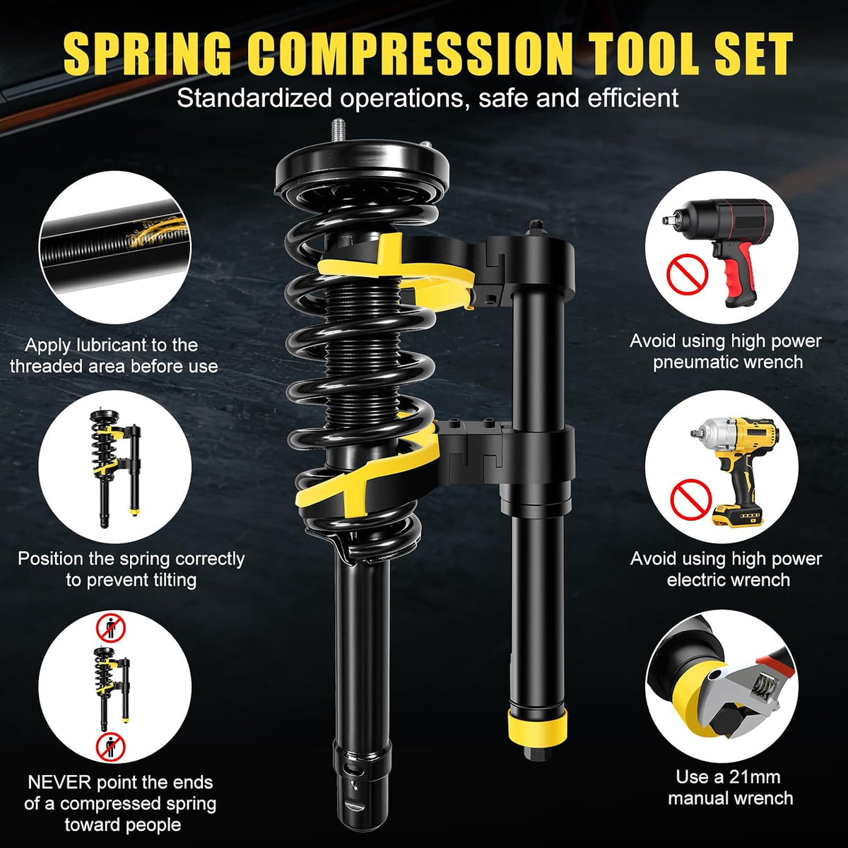 JIFETOR MacPherson Strut Spring Compression Tool Kit Motorcycles Cars SUVs