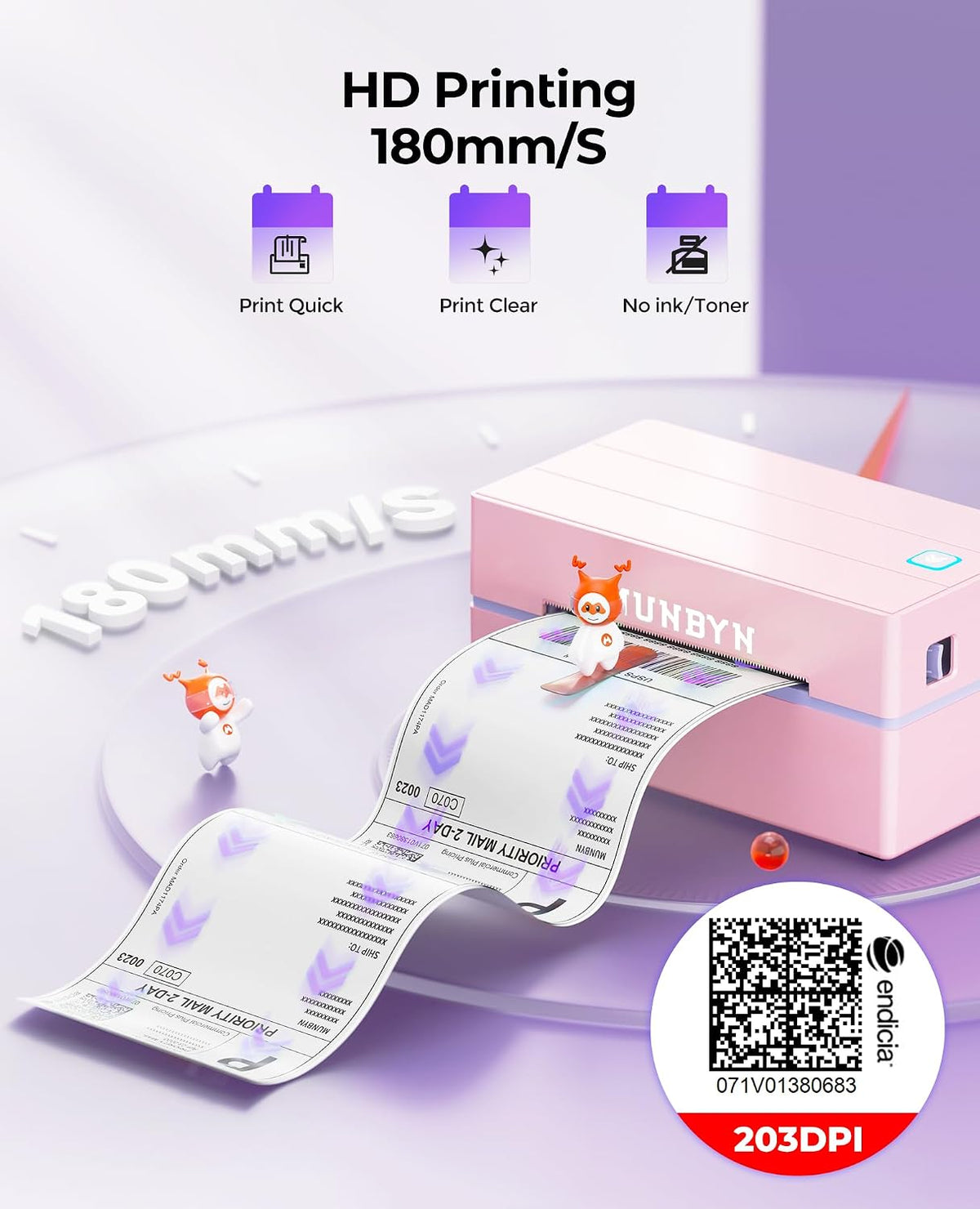MUNBYN Bluetooth Thermal Label Printer, Wireless 4x6 Shipping Label Printer