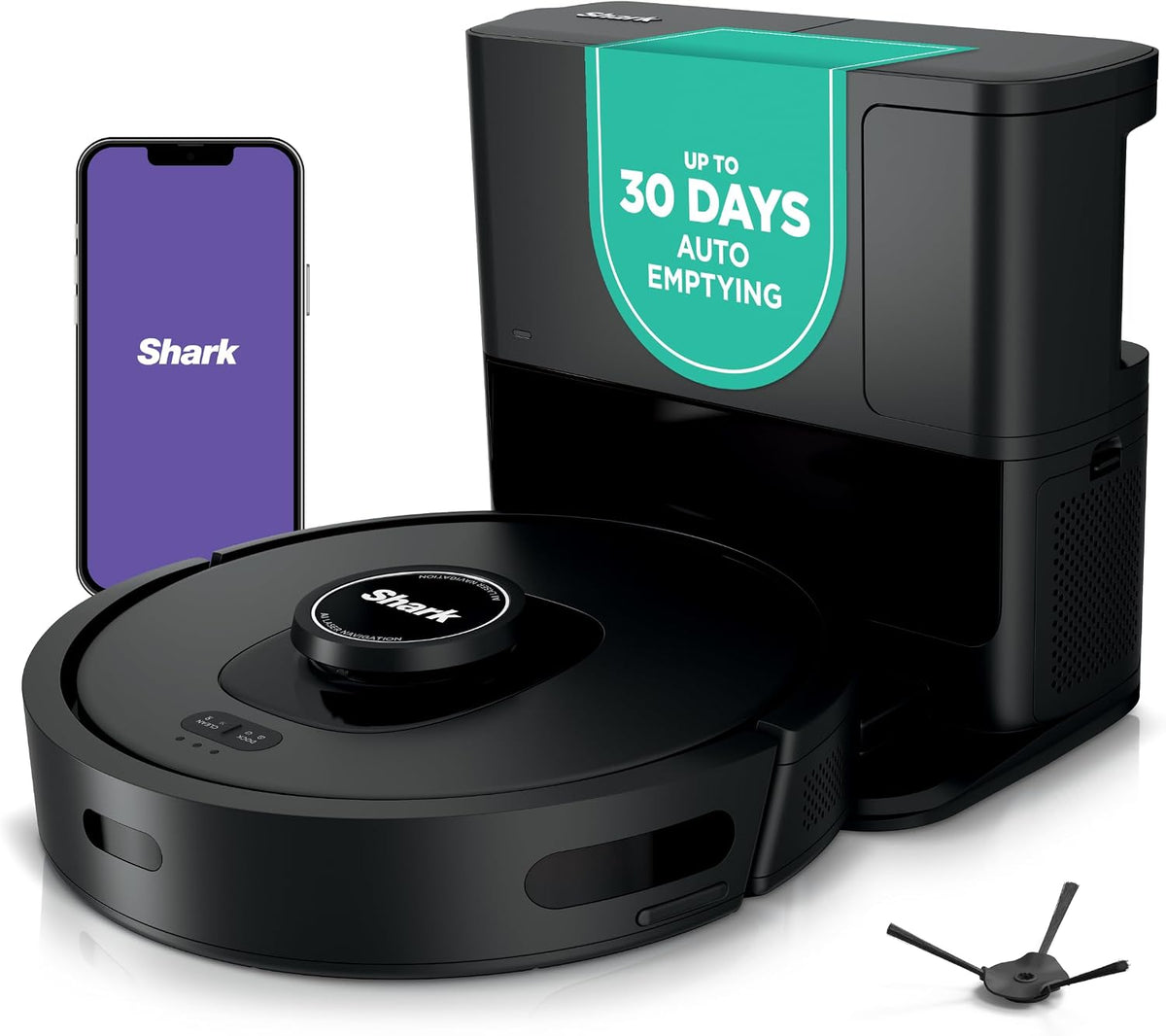 Shark AV2501S AI Ultra Robot Vacuum, with Matrix Clean, Home Mapping, 30-Day Capacity HEPA Bagless Self Empty Base, Perfect for Pet Hair, Wifi, Dark
