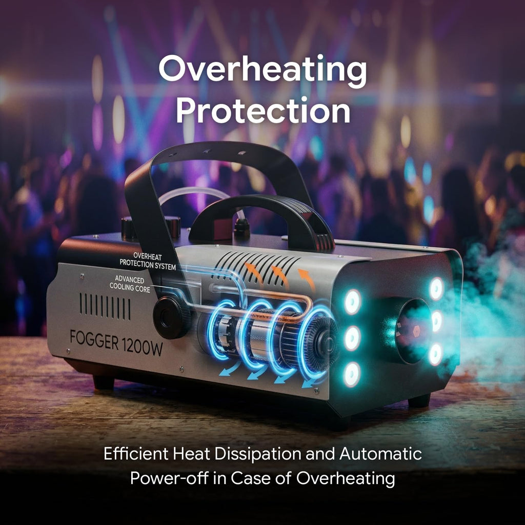 1200W Fog Machine, Halloween Smoke Machine with 14 Colors Lights & Wireless Remote Control, 6000CFM Haze Machine for Wedding, Party, Stage, Indoor