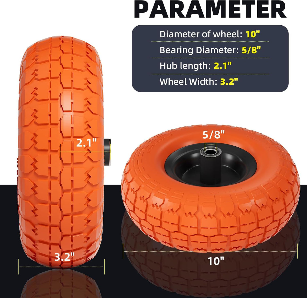【UPGRADED】4.10 3.50-4 Tire and Wheel, 10 Inch Flat Free Tires