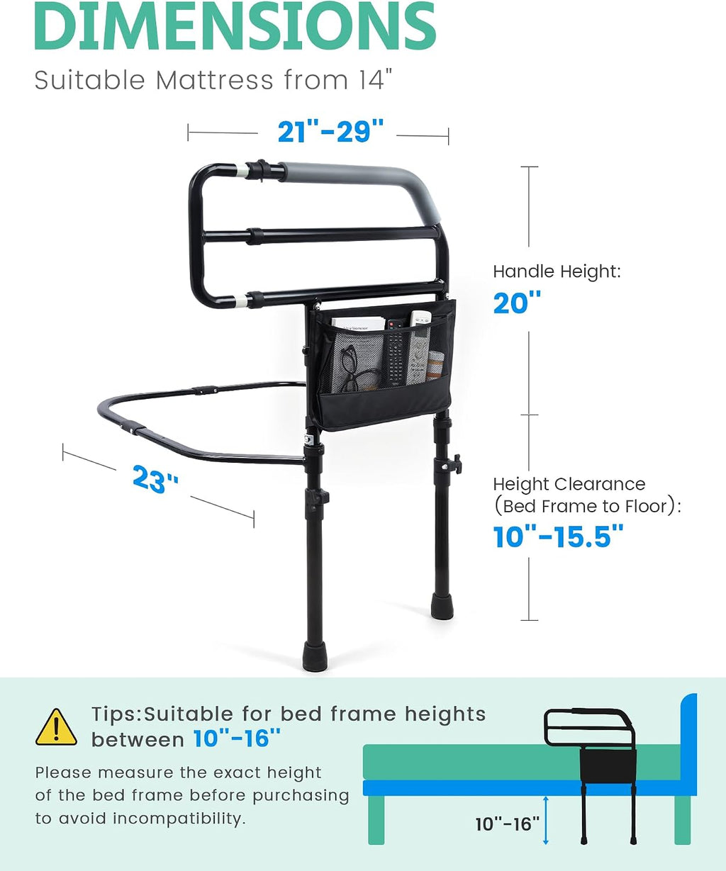 Bed Rail for Elderly Adults Safety, Bedside Support Handle, 300LBS Support