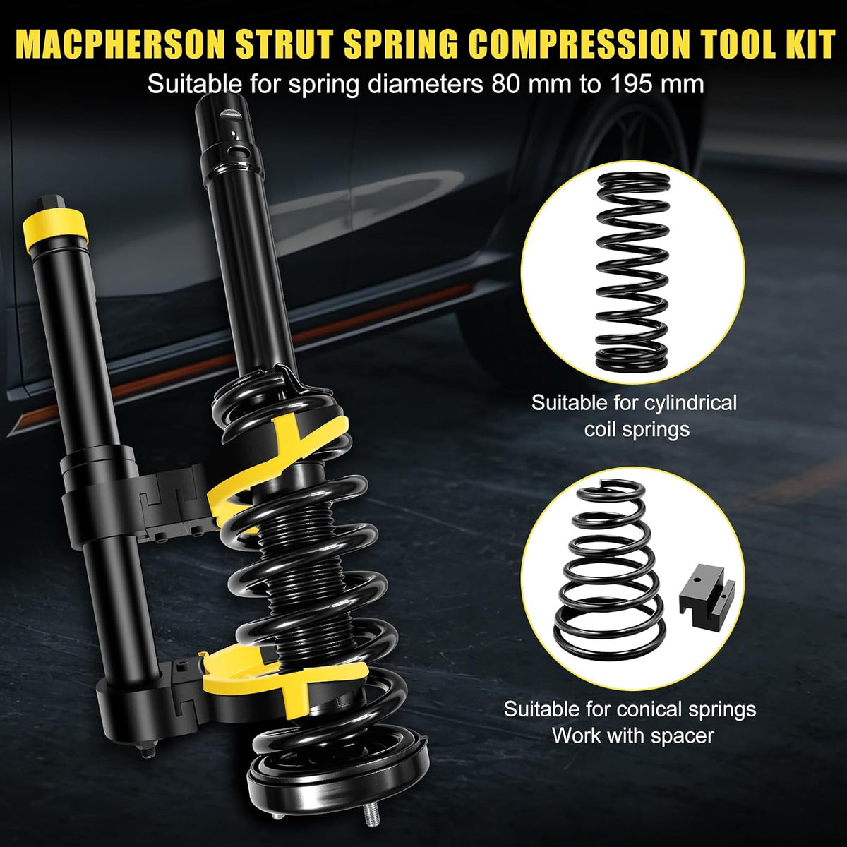 JIFETOR MacPherson Strut Spring Compression Tool Kit Motorcycles Cars SUVs