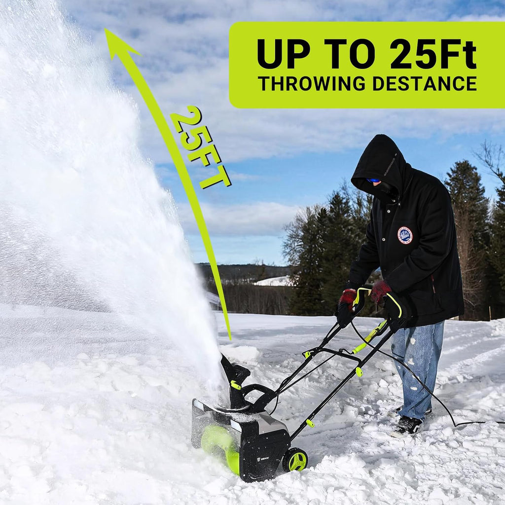 Corded Snow Blower:15A Motor, 20-Inch Electric Snow Blower, Electric Snow Shovel with 25ft Throwing Distance, Dual LED Lights, 3300rpm Snow Thrower