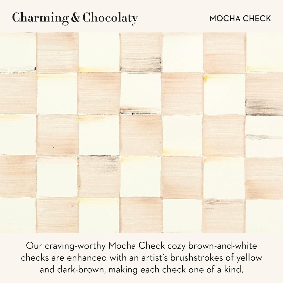 MACKENZIE-CHILDS Enamel Utensil Holder, Brown-and-White Mocha Check