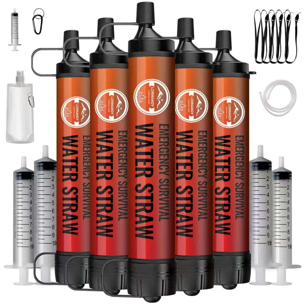 Straw Water Filter 5 Pack - Outdoor Camping & Hiking Survival Gear
